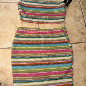 Colorful Striped Two-Piece Set